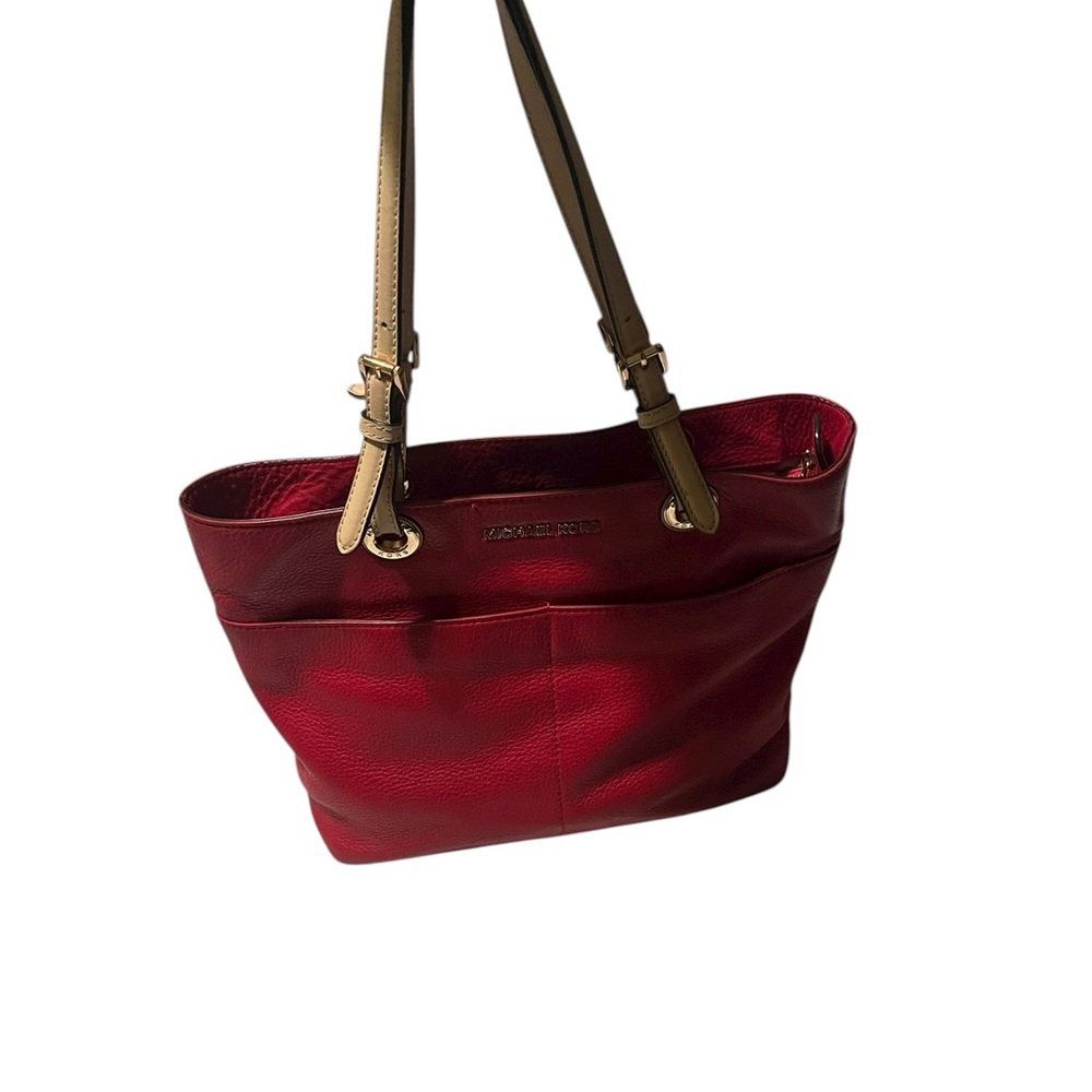 Michael Kors Red and Tan Shoulder Bag
